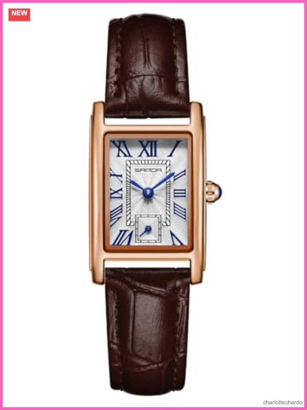 Vintage Rectangle Dress Watch Leather Strap Roman Numeral Ultra-Thin Quartz